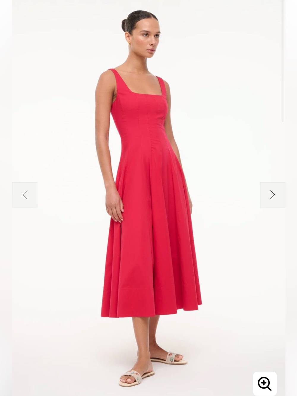 NWOT Staud WELLS DRESS CHERRY poplin